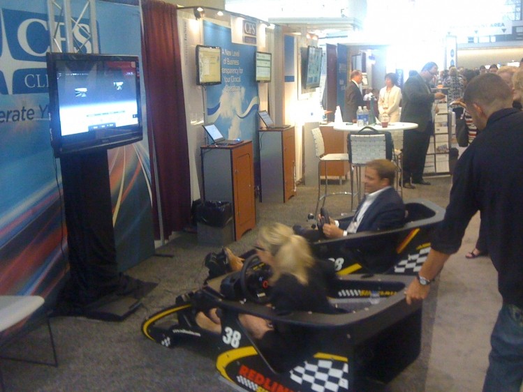 Stand marketing ranged from racing games...
