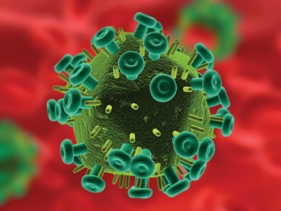 A 3D image of the HIV virus