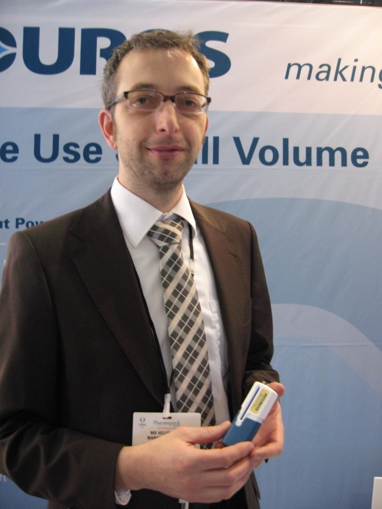 Helge Adleff presents Acuros' osmotic delivery pump at Pharmapack Europe 2012