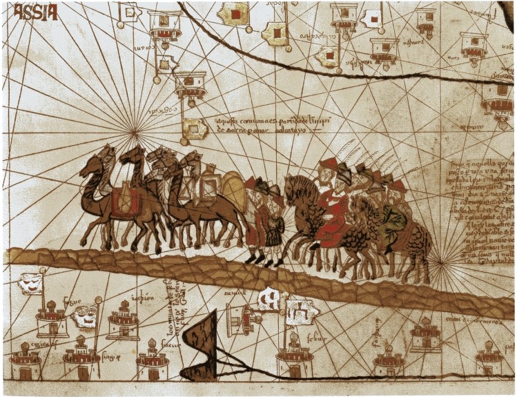 Pictorial representation of Marco Polo's journey from 1375