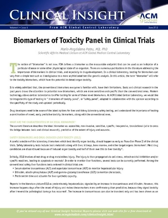 Biomarkers of Toxicity Panel in Clinical Trials