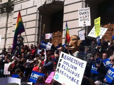 RFRA Indianapolis Protests - 2015 - picture credit Justin Eagan