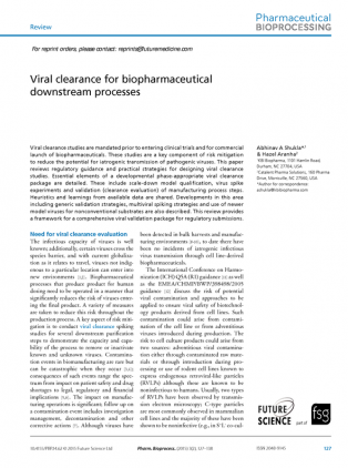 Article on Viral Clearance for Biopharmaceuticals