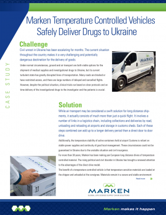 Marken Temperature Controlled Vehicles Safely Deliver Drugs to Ukraine 