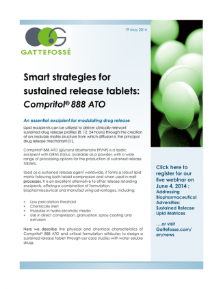 Smart strategies for sustained release matrix tablets: Compritol® 888 ATO