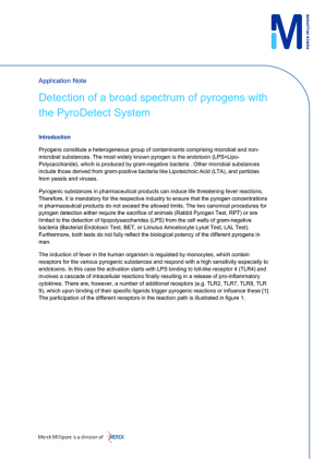 Broad spectrum pyrogen detection according to pharmacopoeia