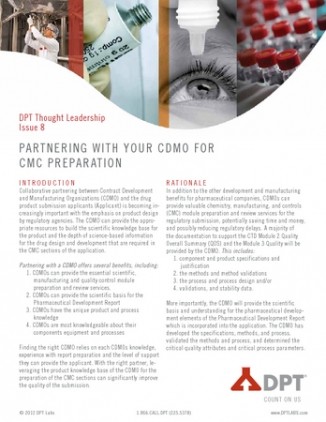 Partnering with Your CDMO for CMC Preparation
