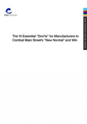 The 10 Essential Don’ts for Manufacturers to combat Main Street’s ‘New Normal’ and win
